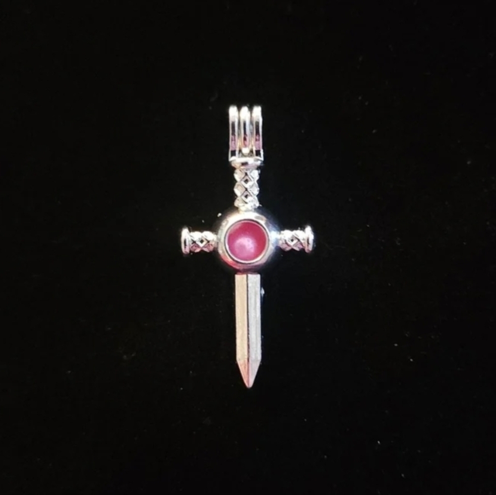 FRESH WATER PEARL With SILVER SWORD DAGGER Pendant, Open close Pendant